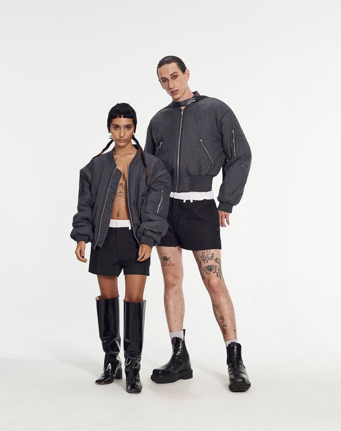 Bomber Jacket in Pinstripe Fabric by Armand Basi