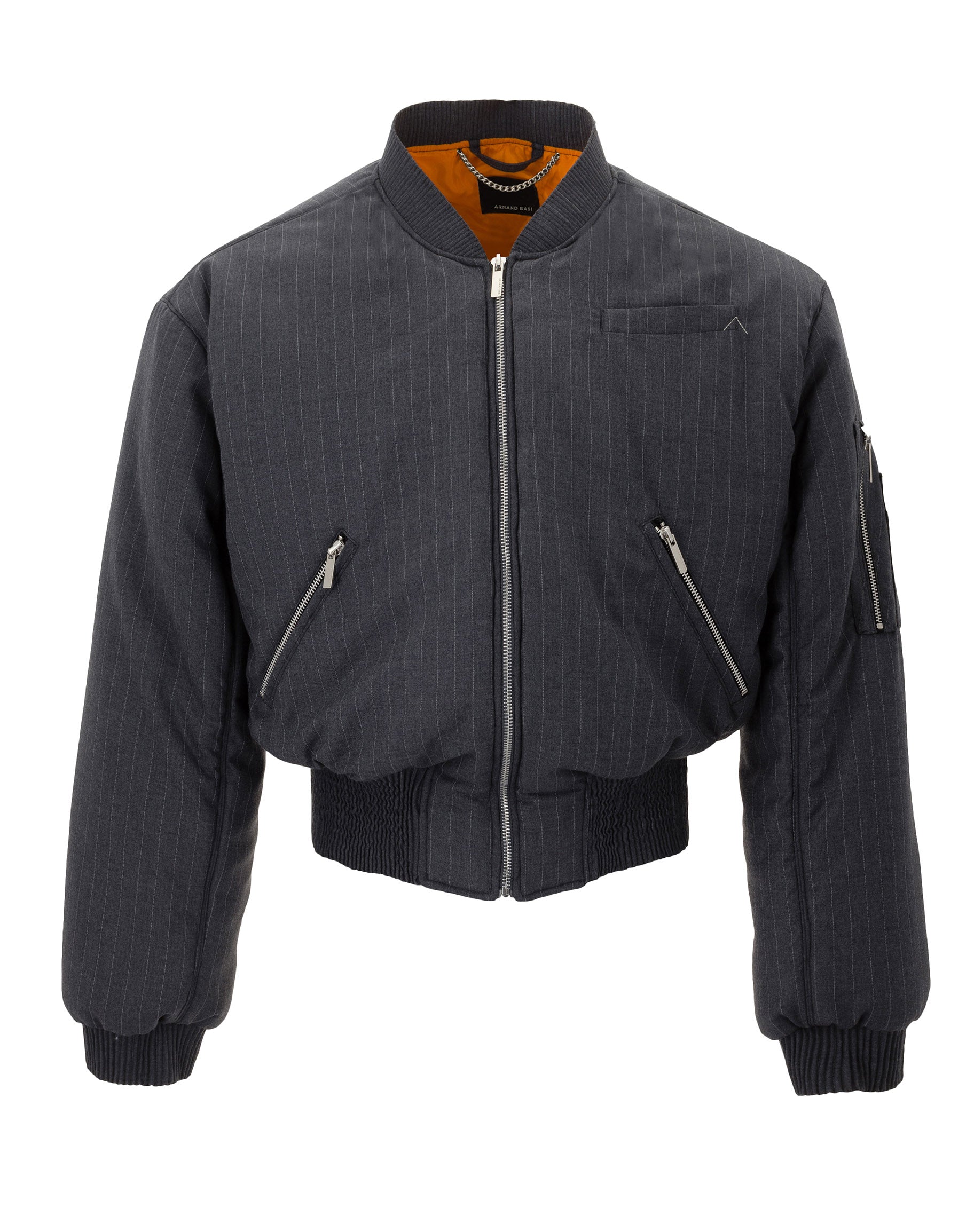 Bomber Jacket in Pinstripe Fabric by Armand Basi