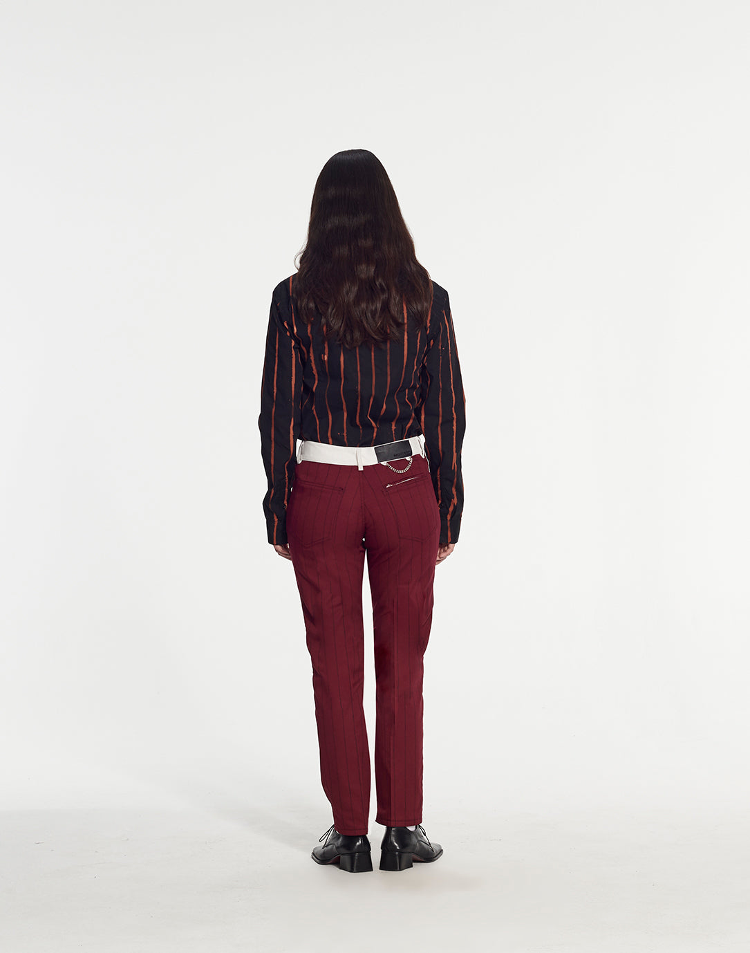 Denim Trousers Burgundy Handpainted Painstripe by Armand Basi
