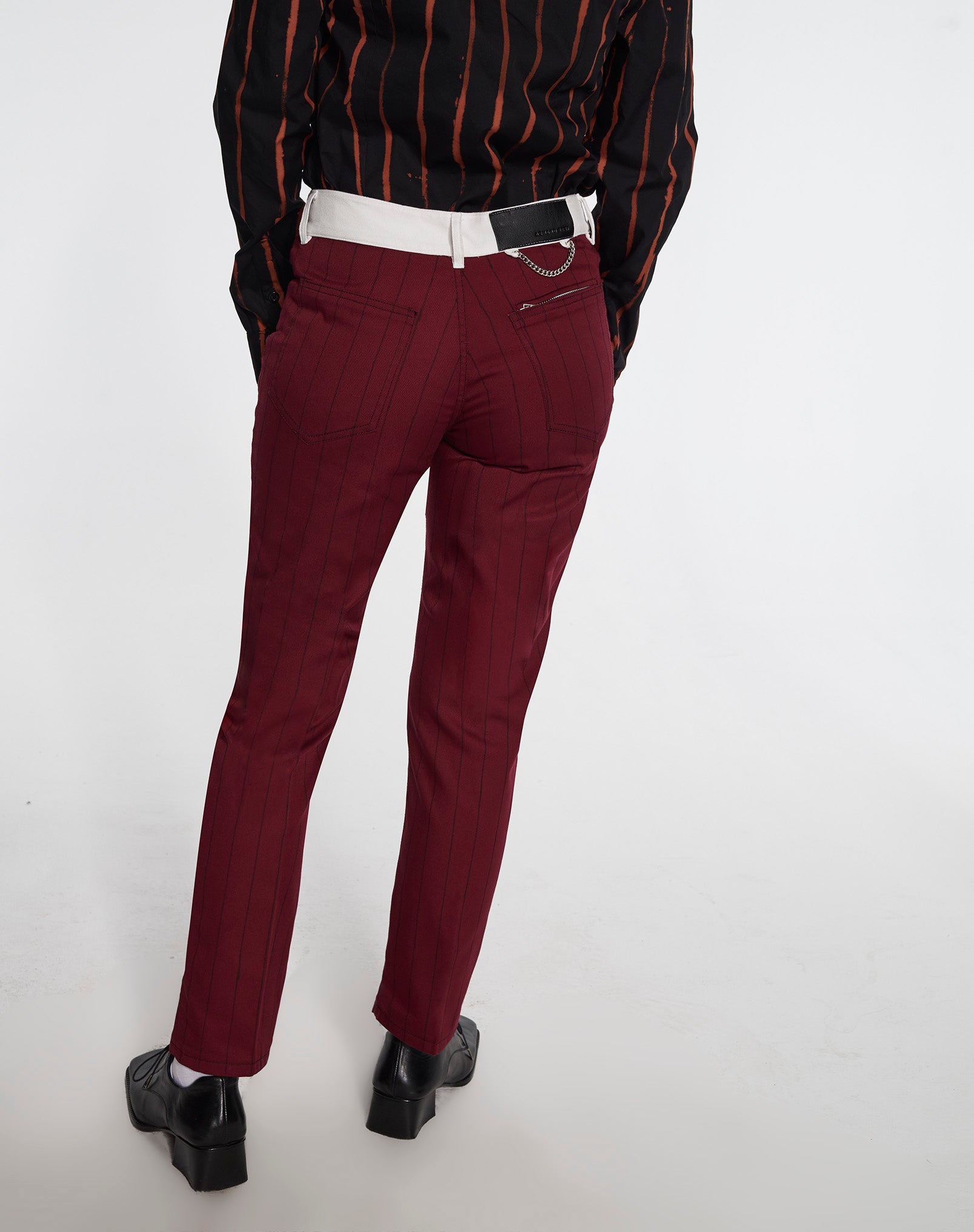 Denim Trousers Burgundy Handpainted Painstripe by Armand Basi
