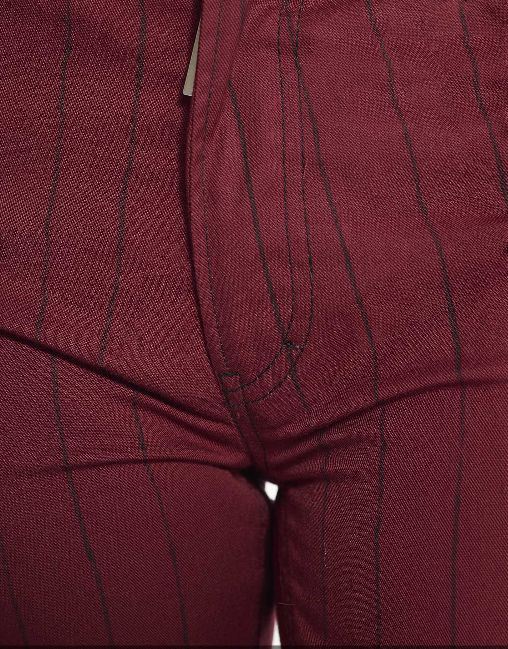 Denim Trousers Burgundy Handpainted Painstripe by Armand Basi