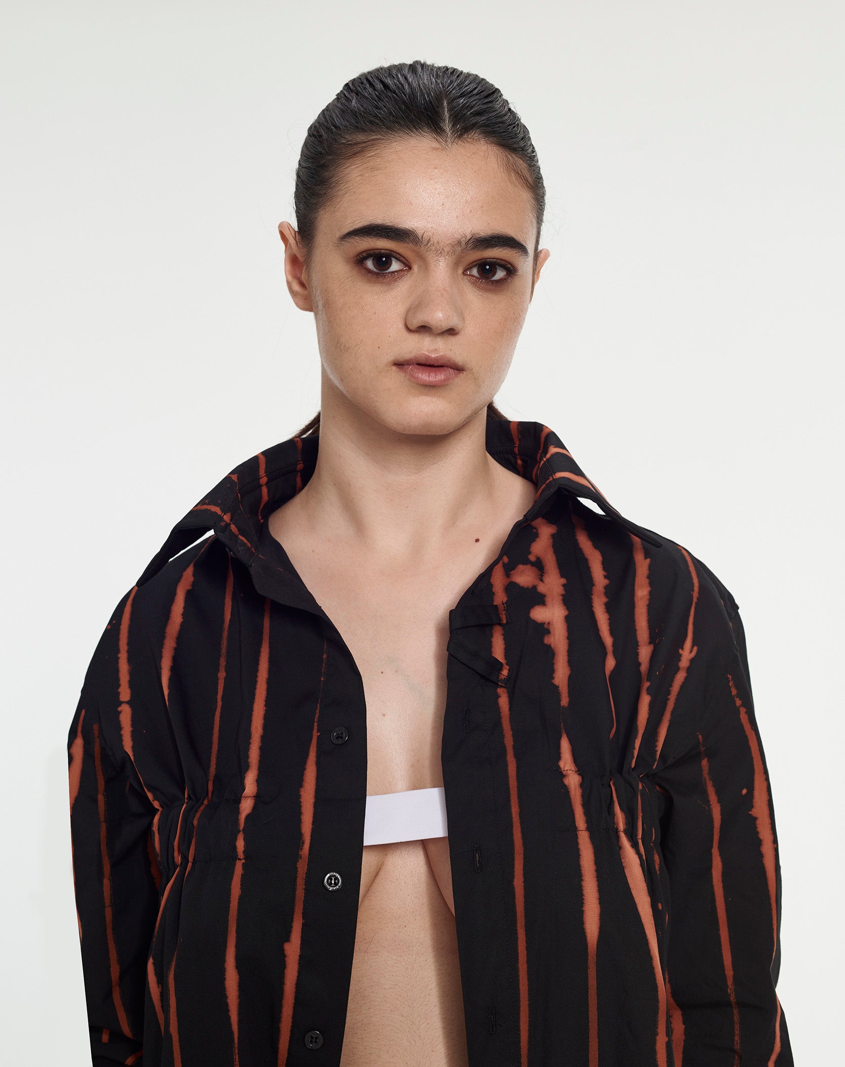 Classic Black Shirt with Front Elastic Band by Armand Basi