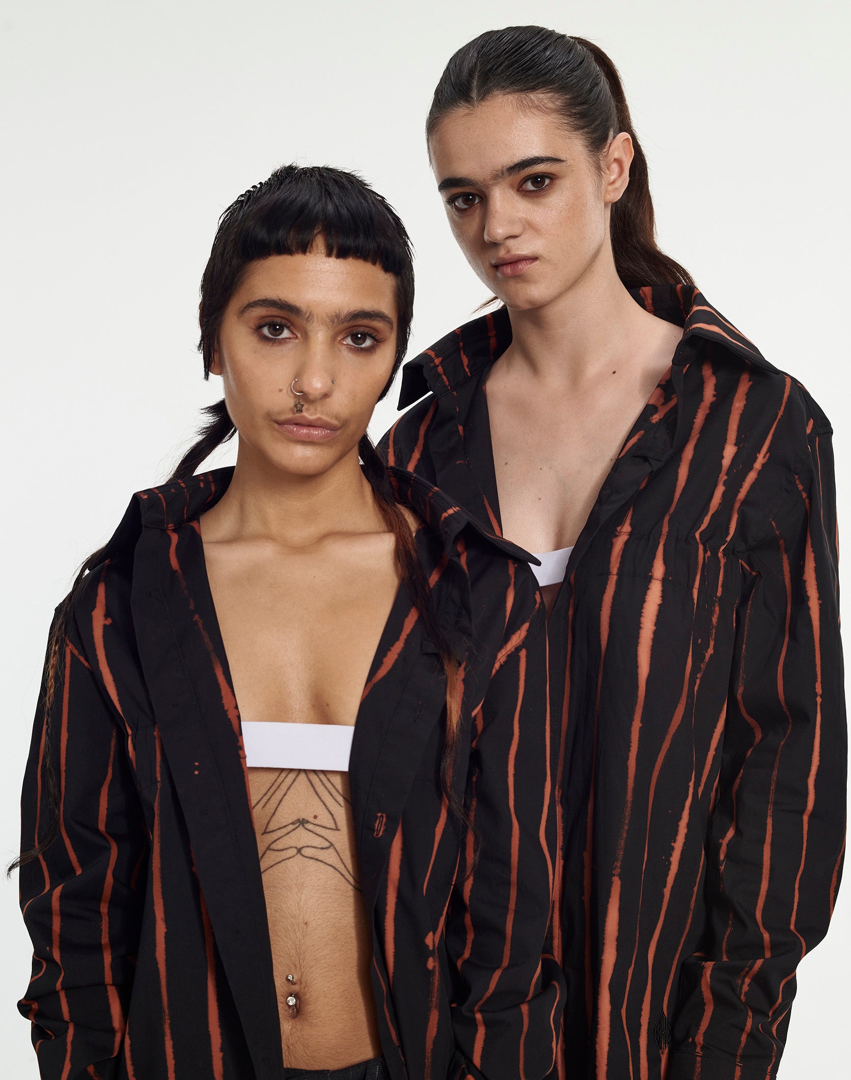 Classic Black Shirt with Front Elastic Band by Armand Basi