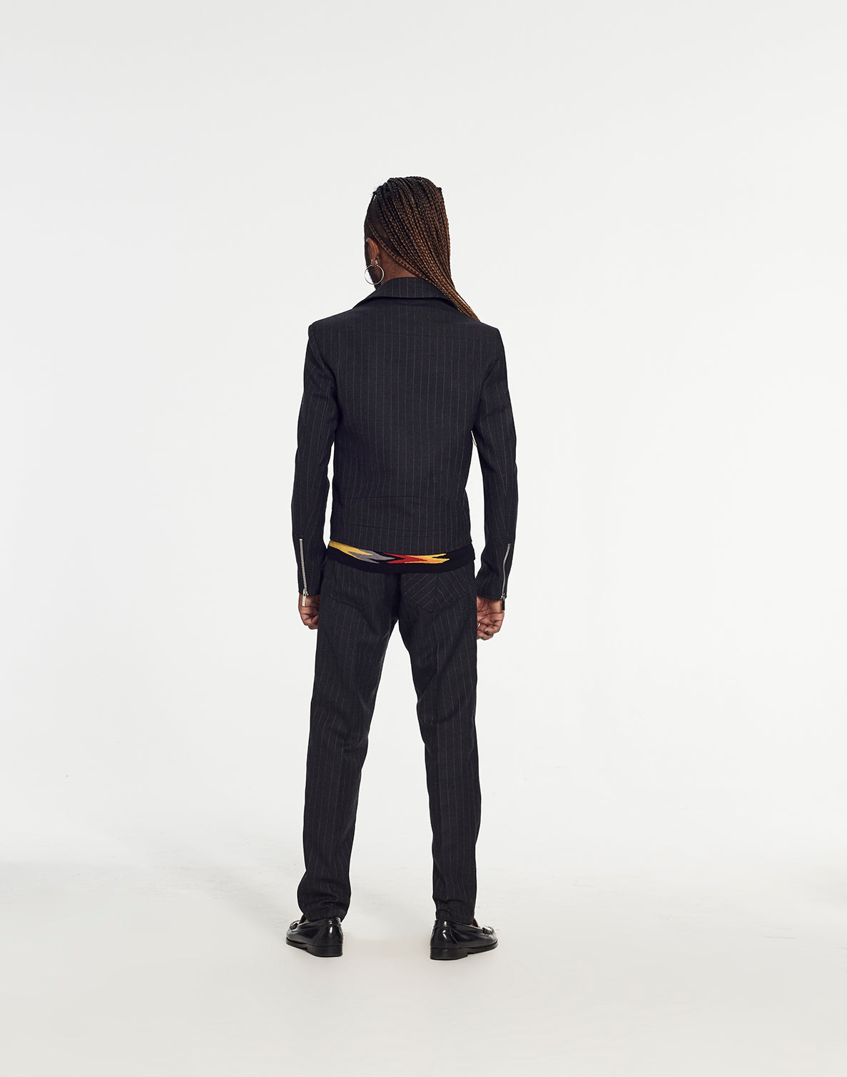 Biker Jacket in Pinstripe Fabric Outerwear by Armand Basi