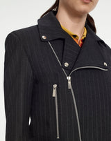 Biker Jacket in Pinstripe Fabric Outerwear by Armand Basi