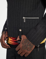 Biker Jacket in Pinstripe Fabric Outerwear by Armand Basi