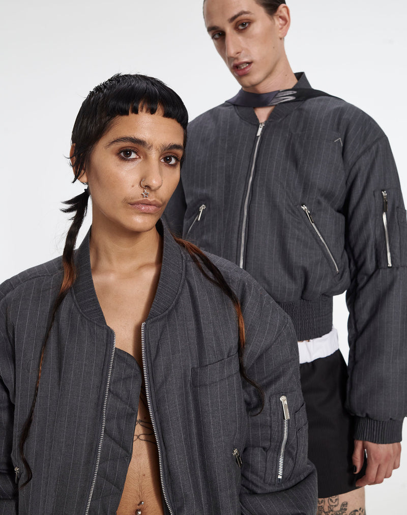 Bomber Jacket in Pinstripe Fabric by Armand Basi