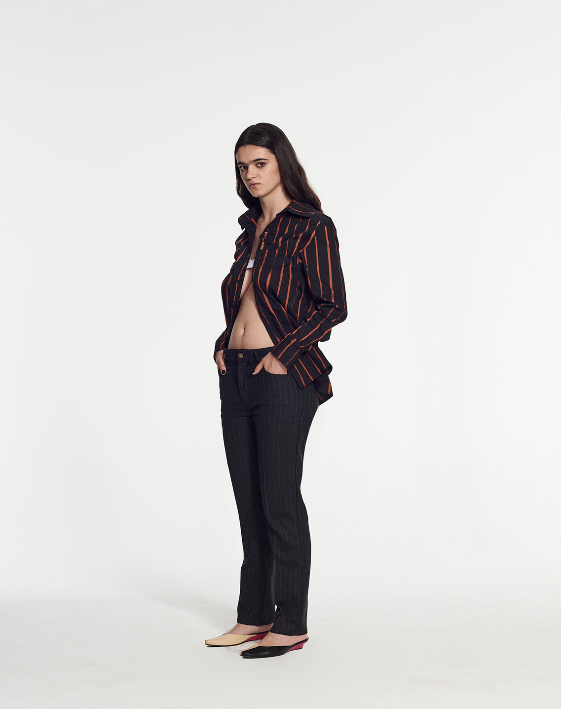 Suede Denim Trouser in Pinstripe Fabric by Armand Basi