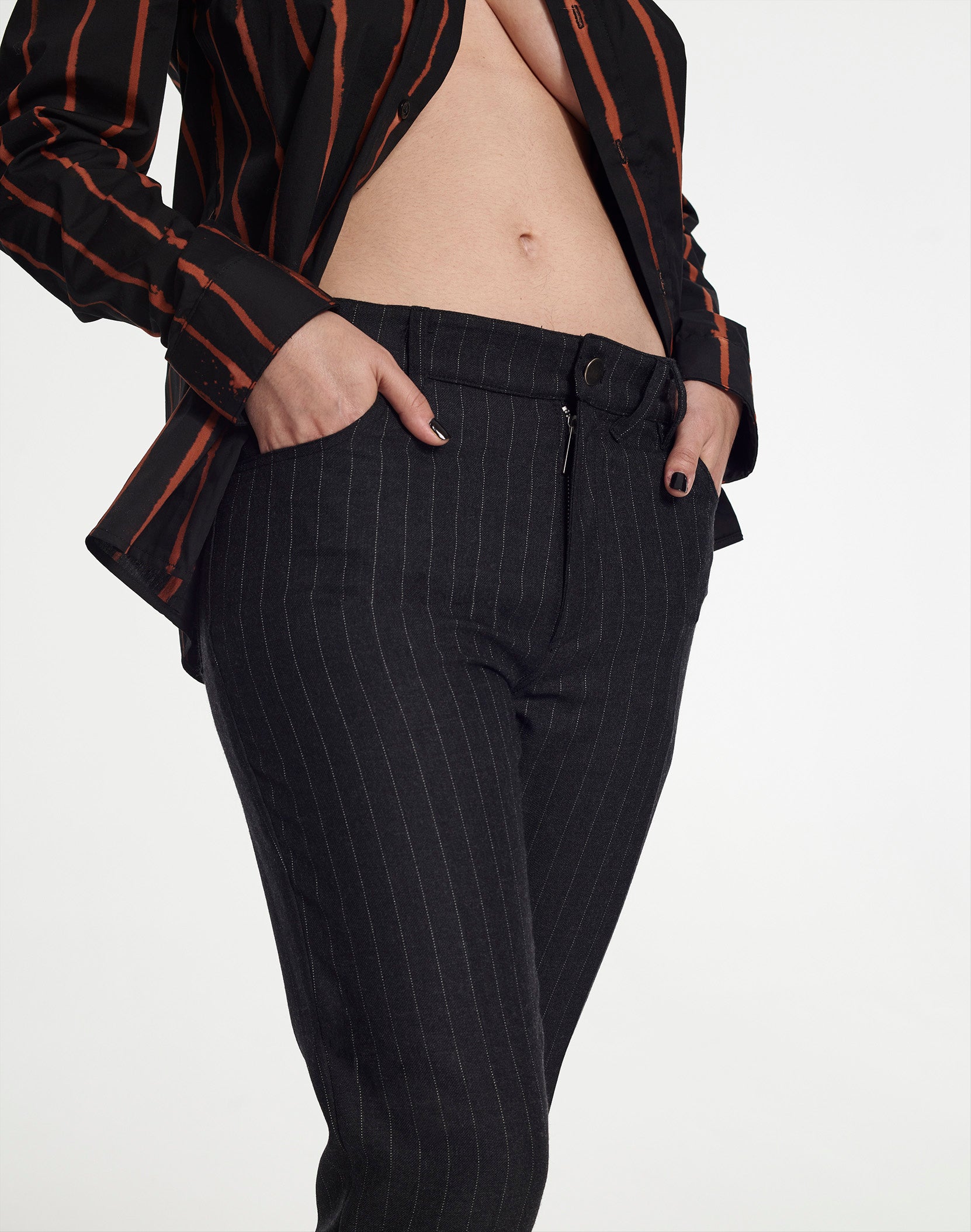 Suede Denim Trouser in Pinstripe Fabric by Armand Basi